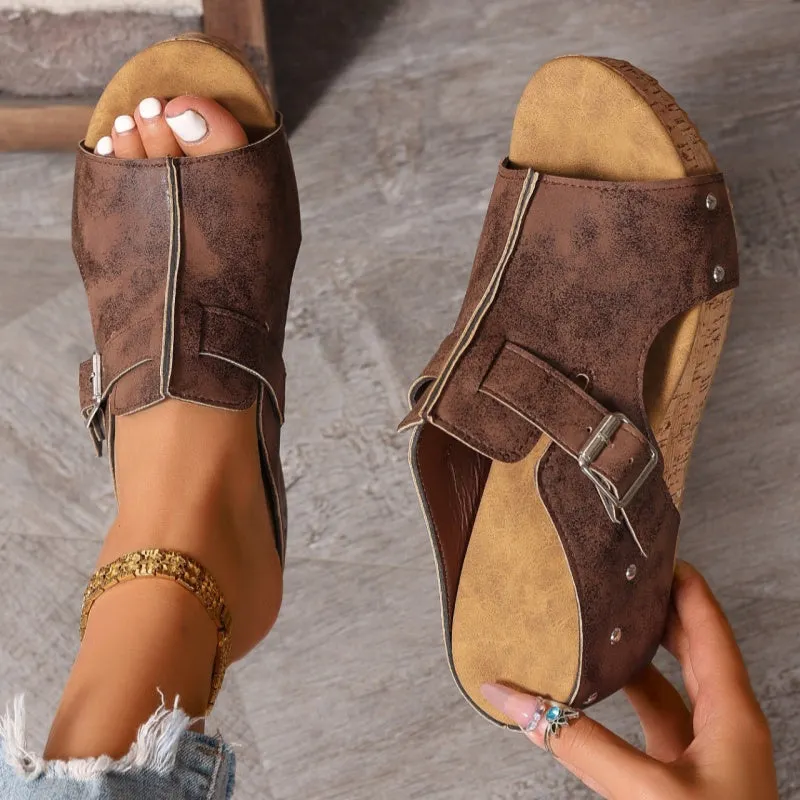 Calmira | Weiche Keilsandalen mit verstellbarer Schnalle
