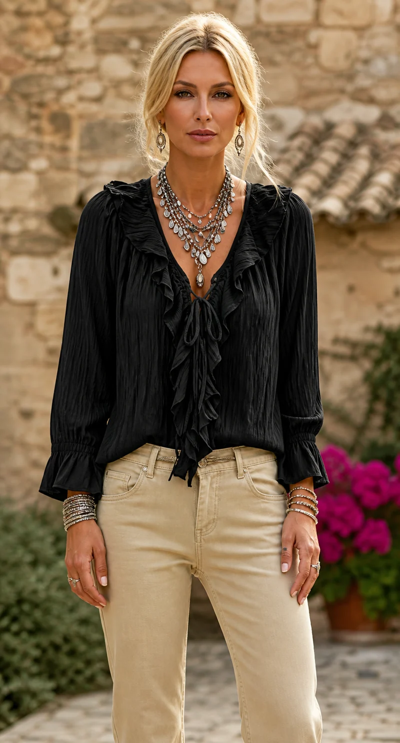 Pivessa | Weiche Langarmbluse für elegante Looks