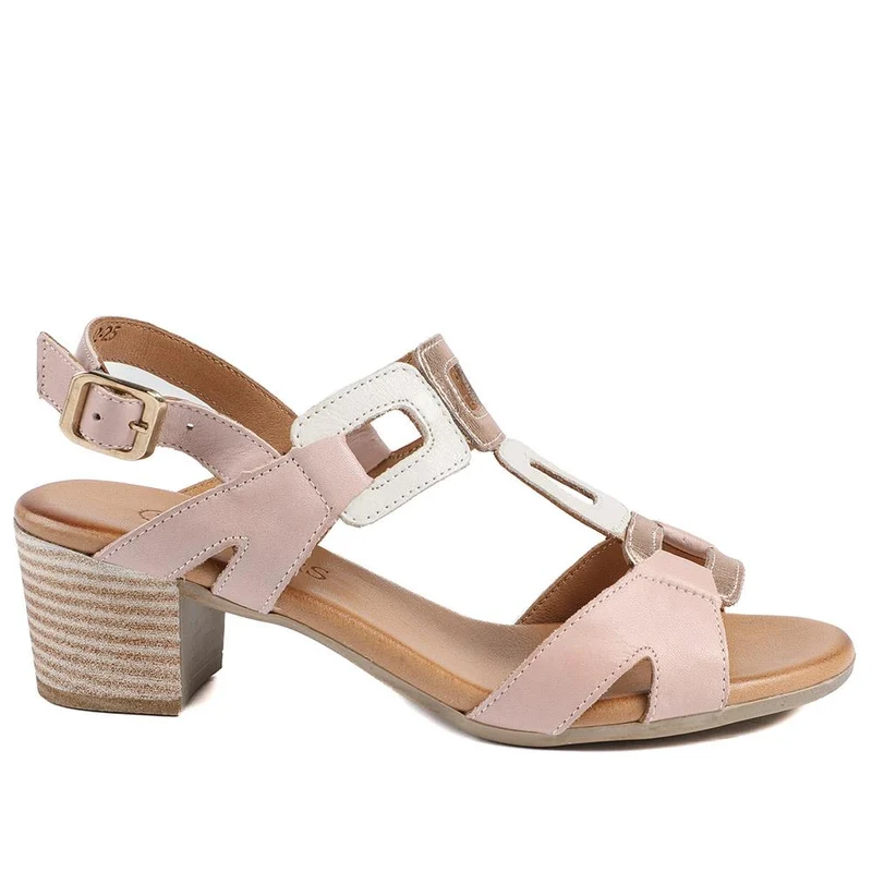 All Leather Block Heel Sandals - MAGO43000 / 329 390 - Nude