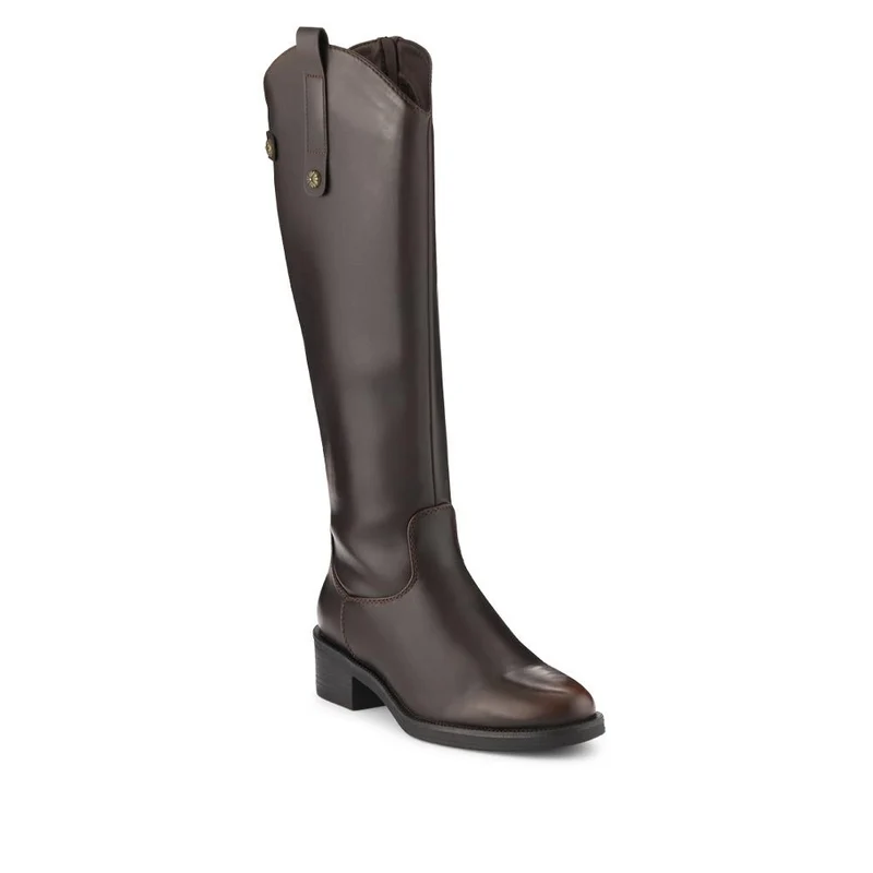 Block-Heeled Slip-On Long Boots - WOIL40015 / 325 916