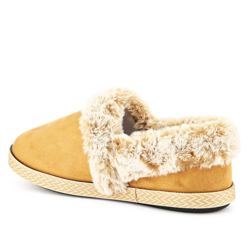 Warm-Lined Memory Foam Slippers - QING40038 / 326 611 - Chestnut