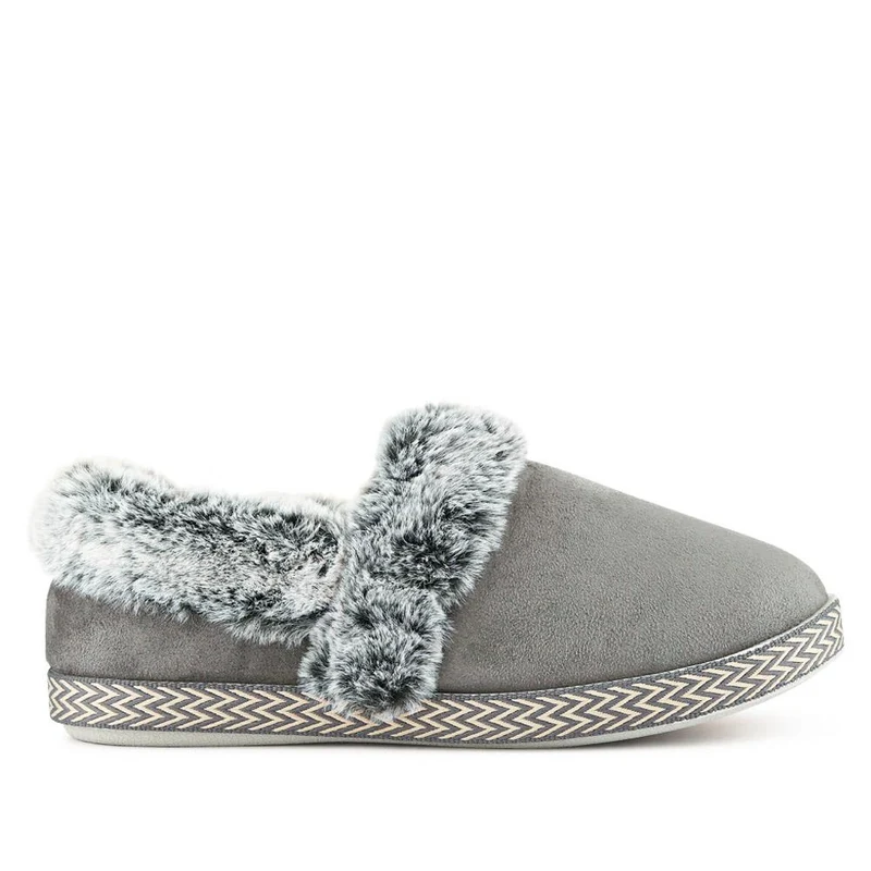 Warm-Lined Memory Foam Slippers - QING40038 / 326 611 - Grey