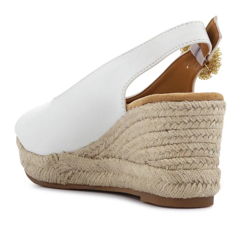 Buckle Fastening Wedge Espadrilles - WBINS41057 / 327 257 - White