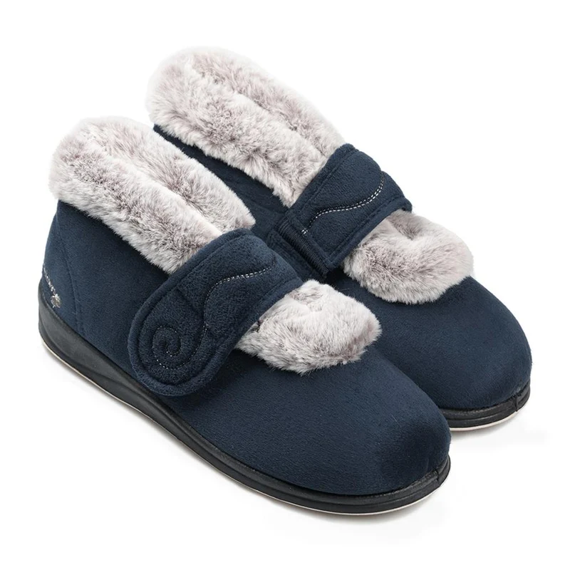 Padders Ladies Slippers 2E Fit Vulcanised - HUSH - Hush / null - Navy