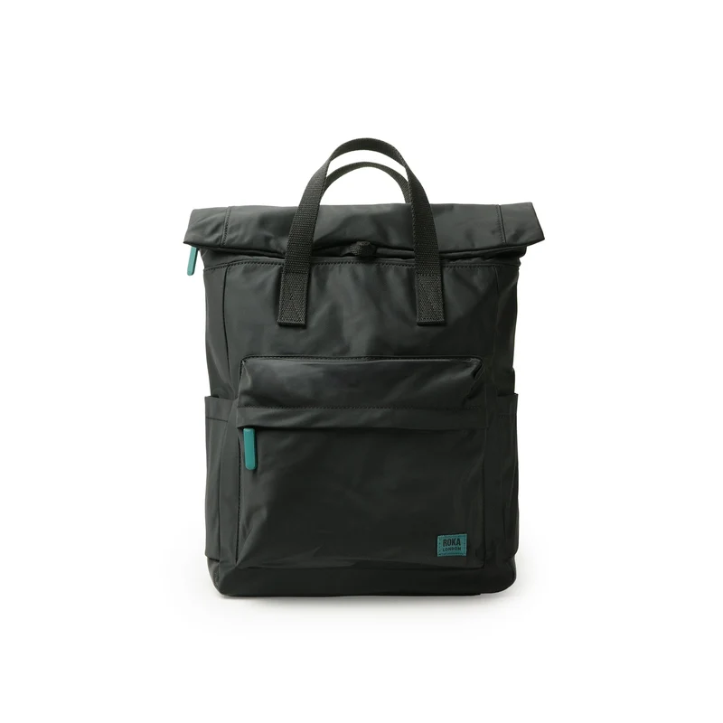 ROKA All Black Canfield B Türkisfarbene mittelgroße Tasche aus recyceltem Nylon