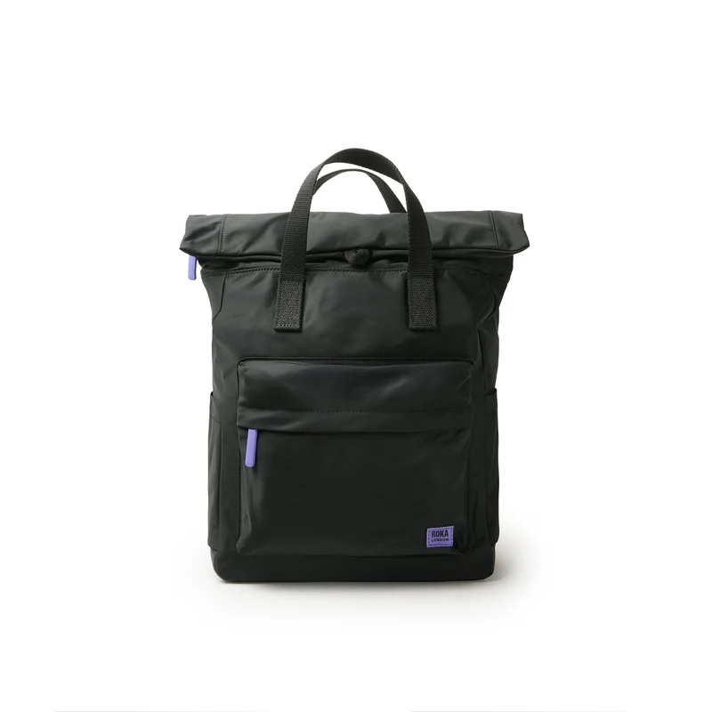 ROKA All Black Canfield B Lila Mittelgroße Tasche aus recyceltem Nylon