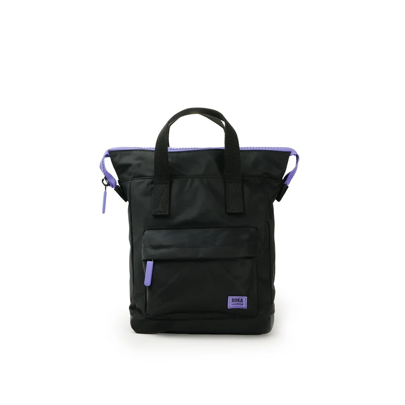 ROKA All Black Bantry B Lila kleine Tasche aus recyceltem Nylon