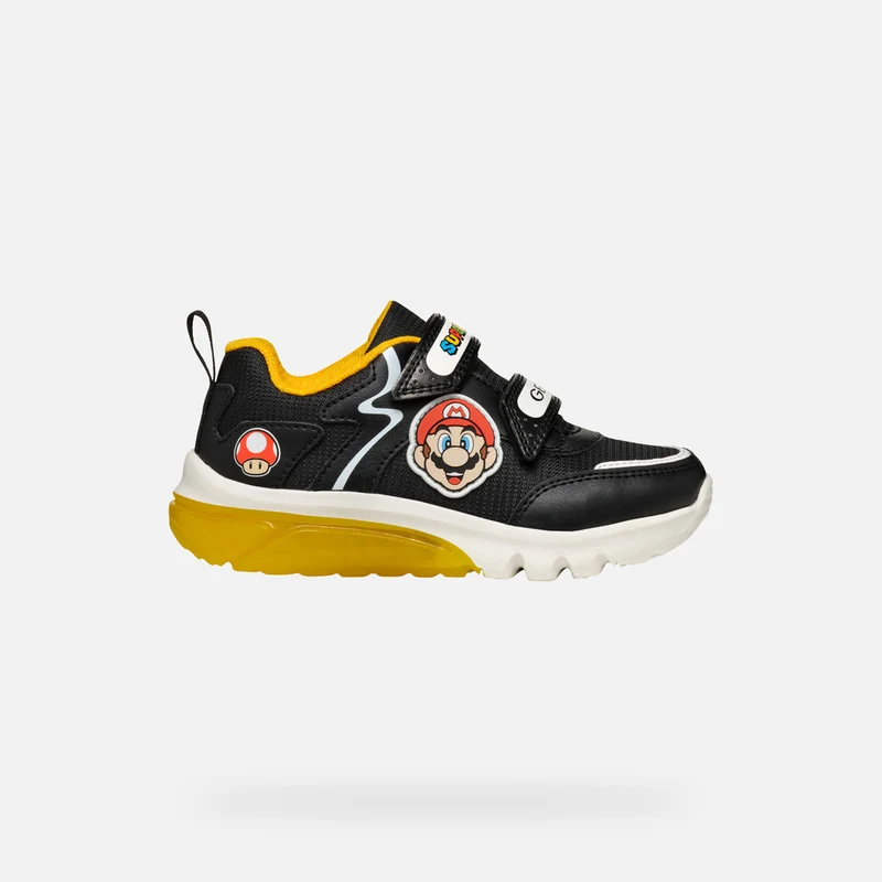 Geox Kinder Super Mario Leuchtende Turnschuhe - Schwarz / Gelb