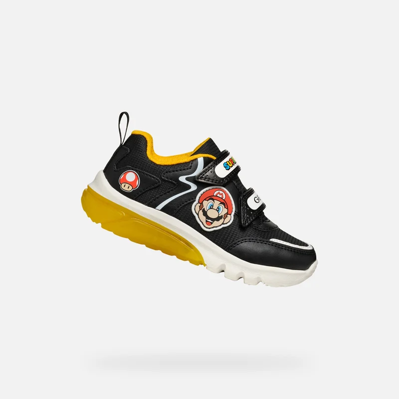 Geox Kinder Super Mario Leuchtende Turnschuhe - Schwarz / Gelb