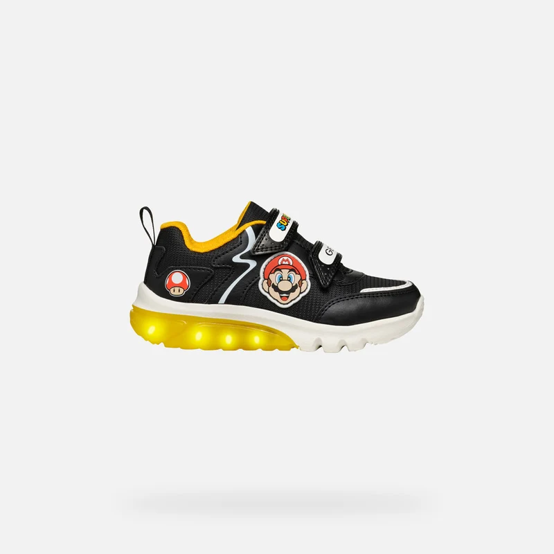 Geox Kinder Super Mario Leuchtende Turnschuhe - Schwarz / Gelb