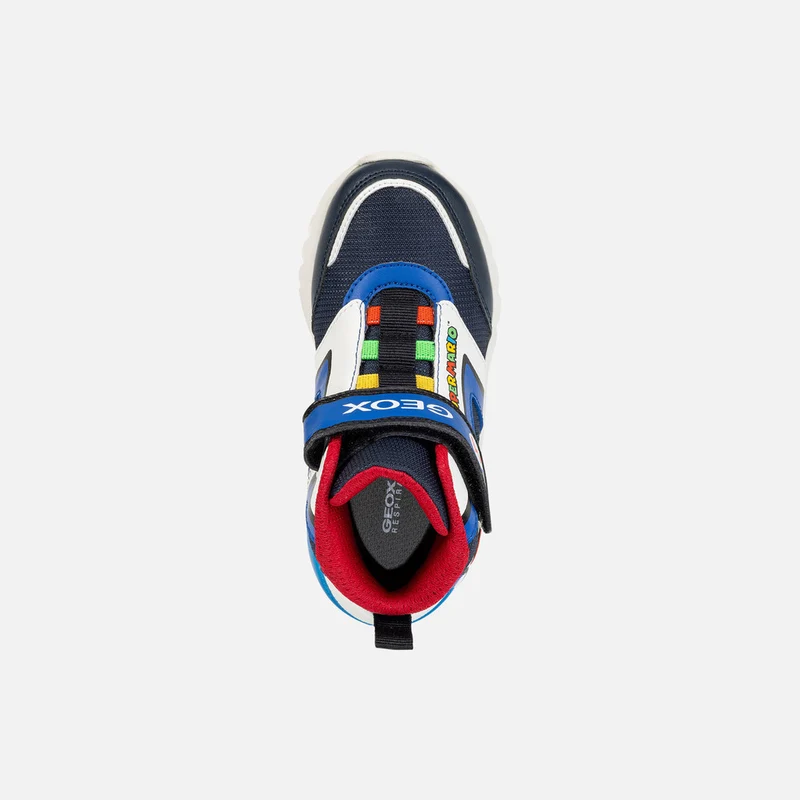Geox Kinder Super Mario Leuchtende High-Top-Sneakers - Marineblau / Royalblau
