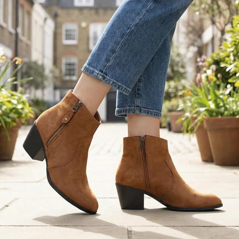Western-Heeled Ankle Boots - SANYI40001 / 325 935 - Tan