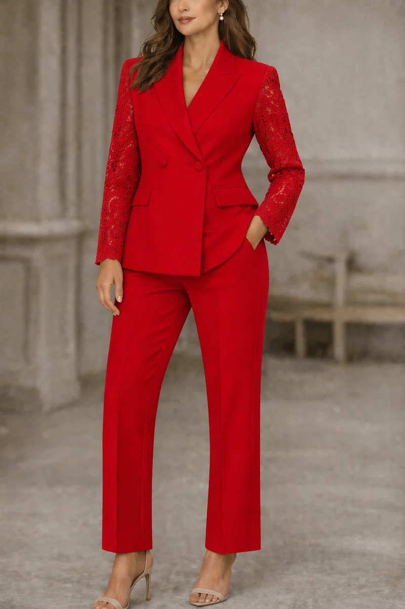 Ashleen | Elegantes Spitzenanzug-Set mit Blazer und Hose