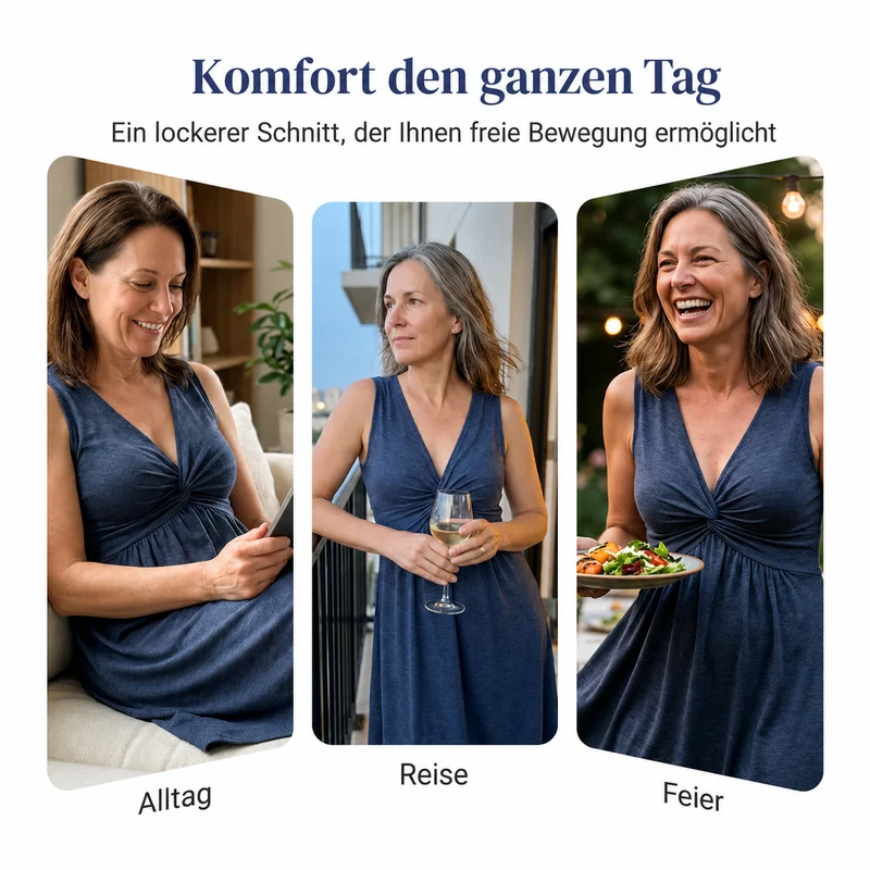 Chrétien | Ärmelloses Midikleid mit V-Ausschnitt