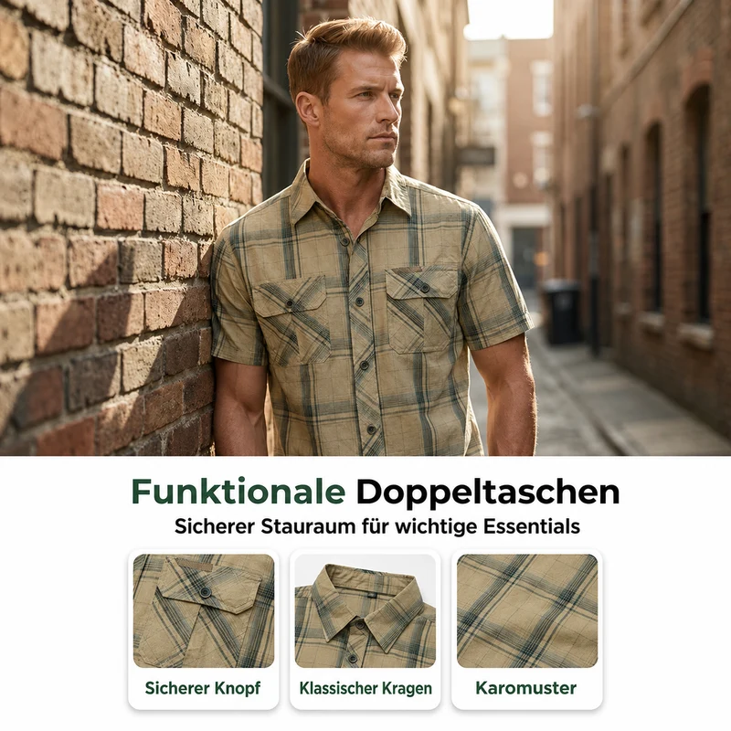 Harvic | Atmungsaktives Karohemd mit Brusttaschen