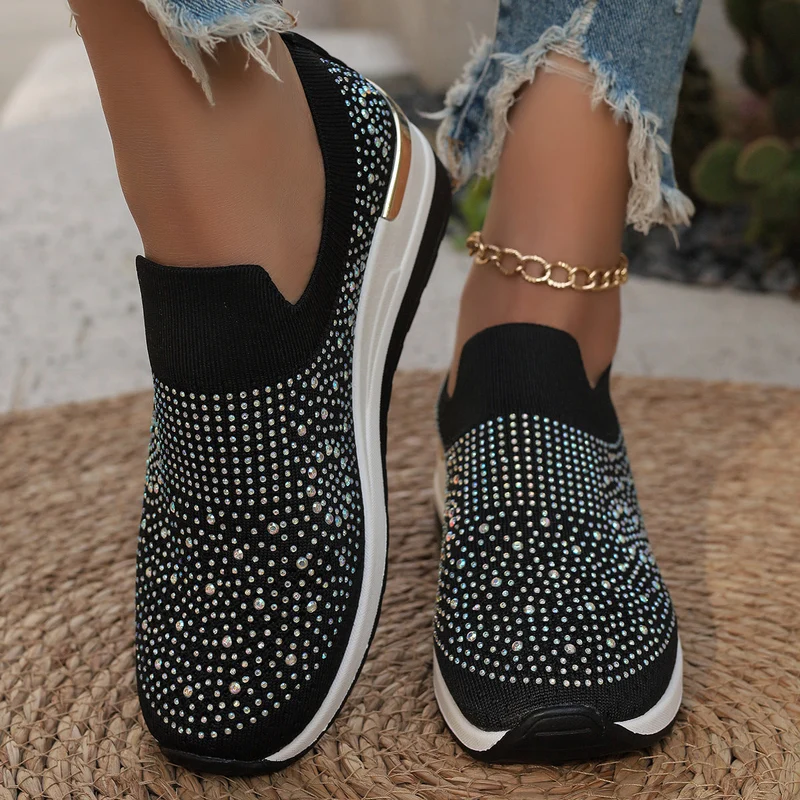 Genovefa | Glitzernde Damen-Sneaker zum Hineinschlüpfen