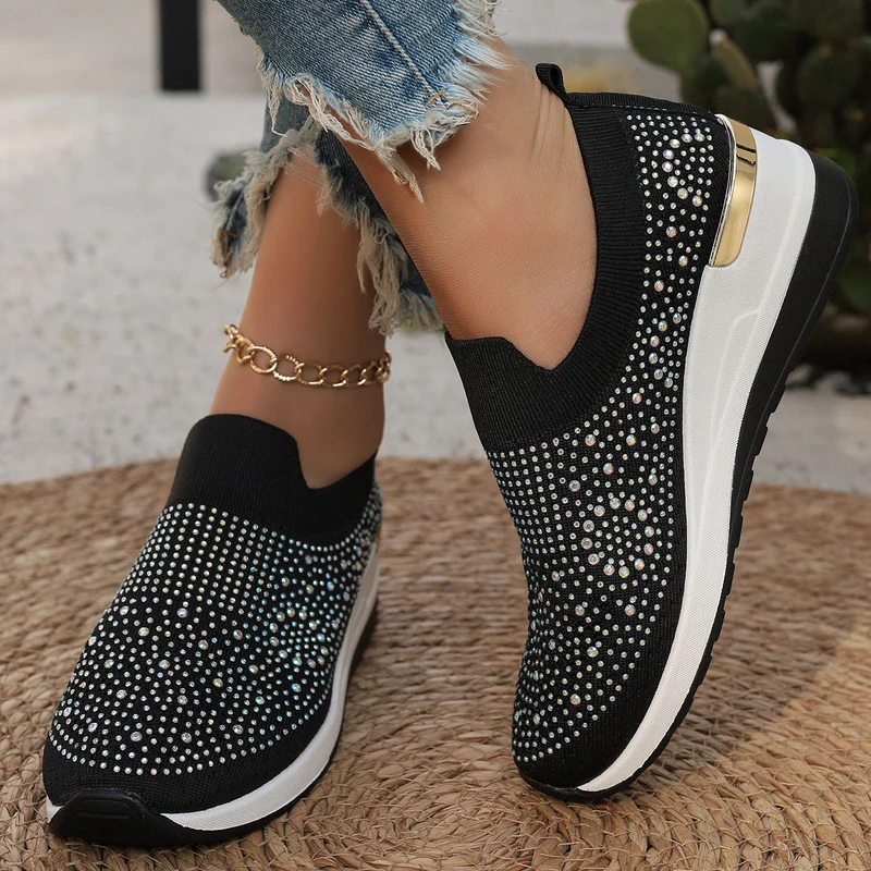 Genovefa | Glitzernde Damen-Sneaker zum Hineinschlüpfen