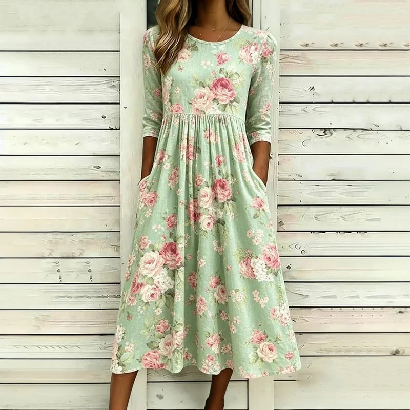 Cæcilia | Elegantes Sommerkleid mit zartem Blumenprint
