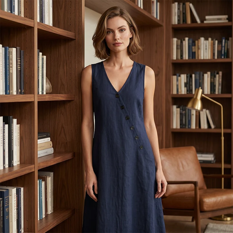 Adelinda | Ärmelloses Kleid mit fließender Silhouette