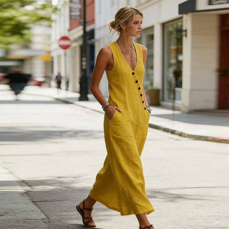 Adelinda | Ärmelloses Kleid mit fließender Silhouette