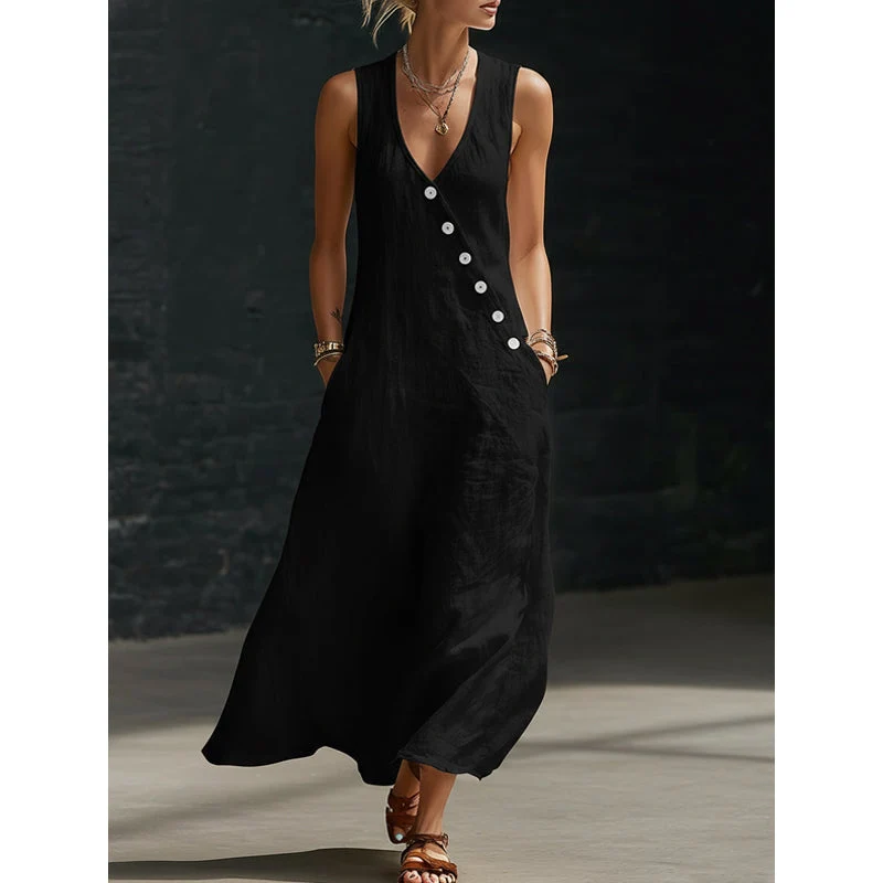 Adelinda | Ärmelloses Kleid mit fließender Silhouette