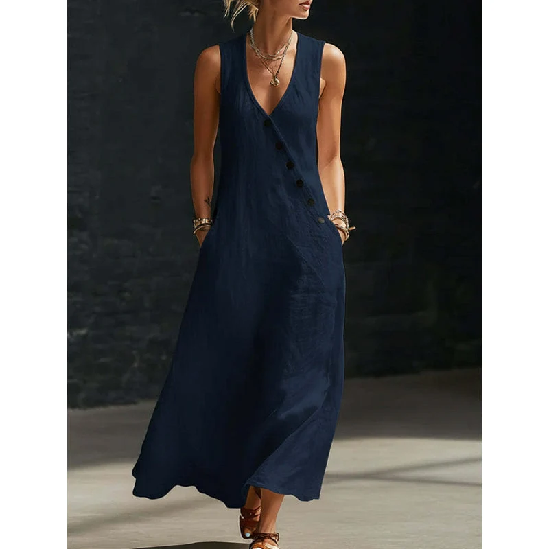Adelinda | Ärmelloses Kleid mit fließender Silhouette