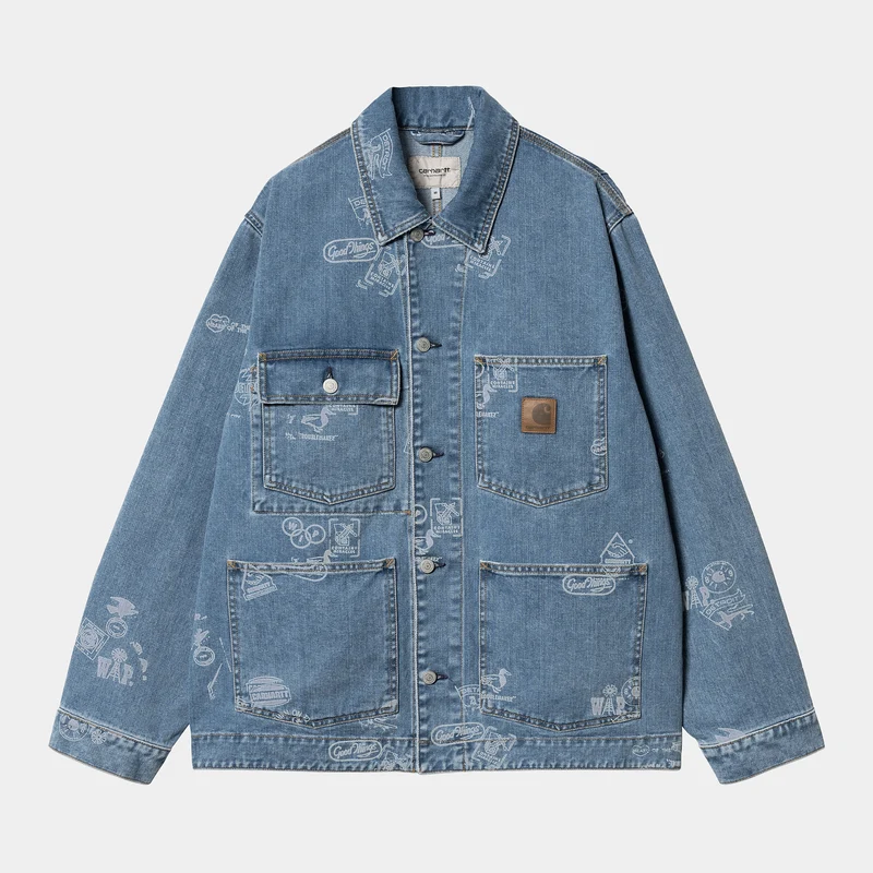Carhartt WIP Herren Stamp Jacke - Blau gebleicht