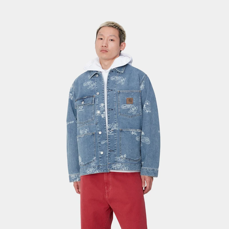 Carhartt WIP Herren Stamp Jacke - Blau gebleicht