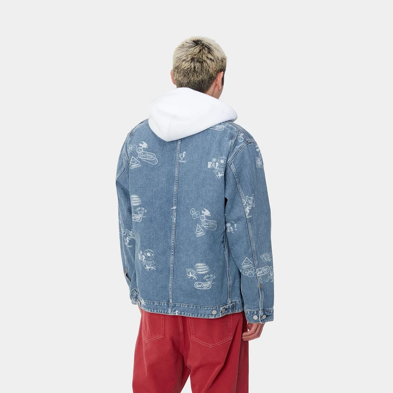 Carhartt WIP Herren Stamp Jacke - Blau gebleicht