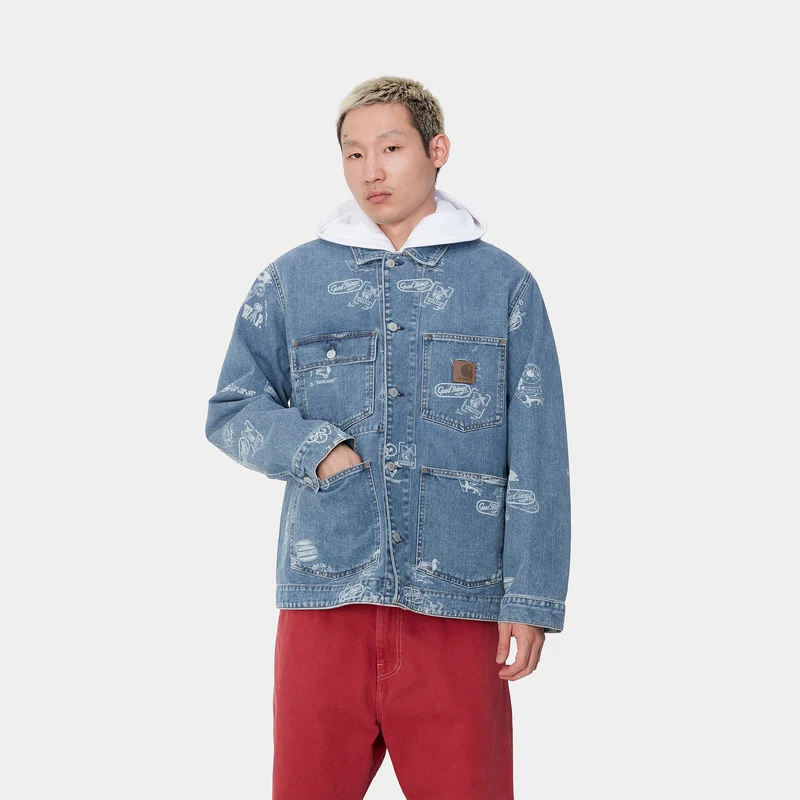 Carhartt WIP Herren Stamp Jacke - Blau gebleicht