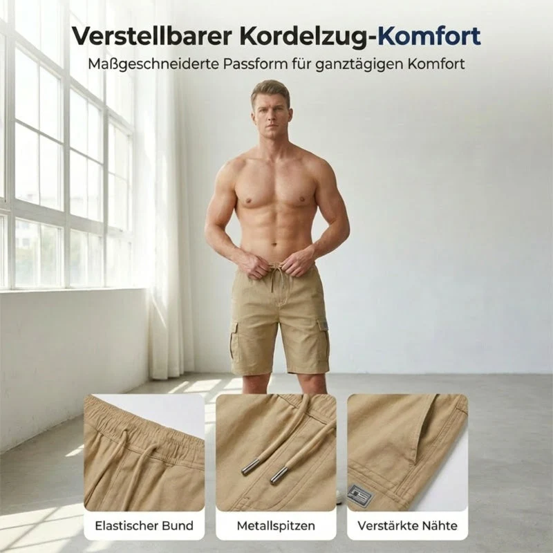 Arthur | Kniekurze Cargo-Shorts mit elastischem Bund