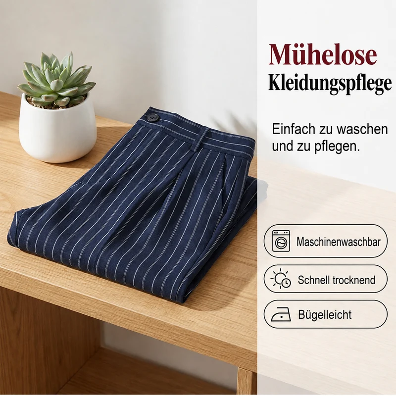 Haijene | Hohe Taille-Hose mit Nadelstreifen und weitem Bein