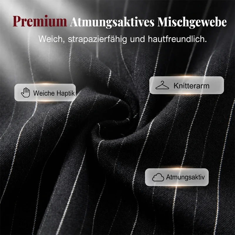 Haijene | Hohe Taille-Hose mit Nadelstreifen und weitem Bein