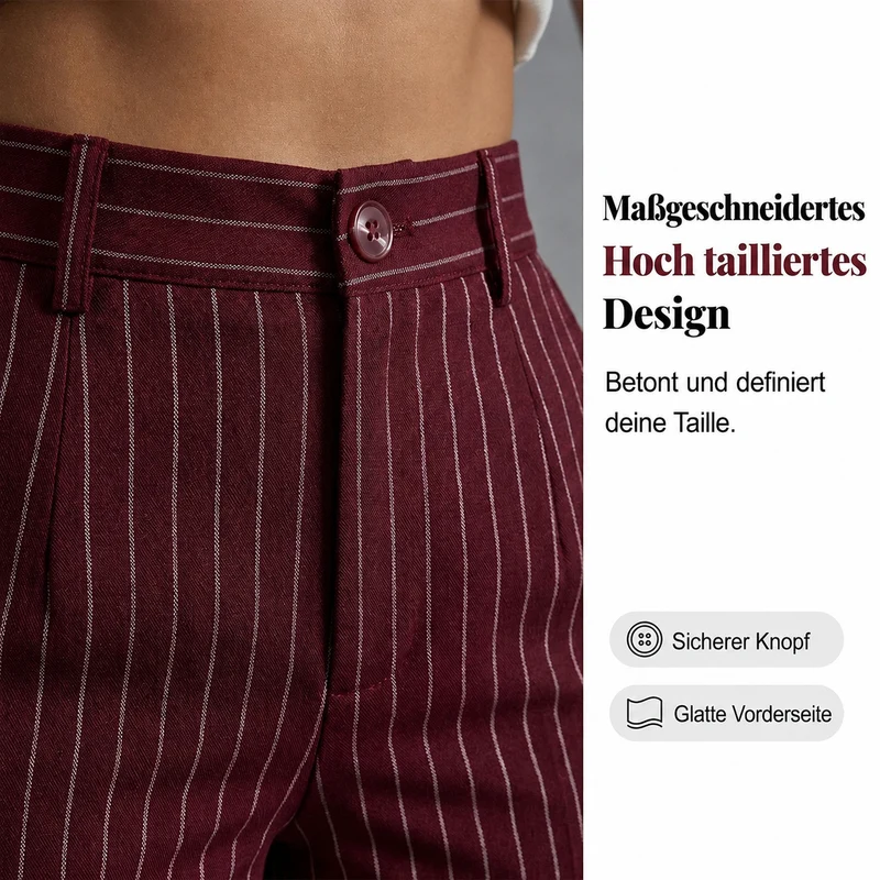 Haijene | Hohe Taille-Hose mit Nadelstreifen und weitem Bein