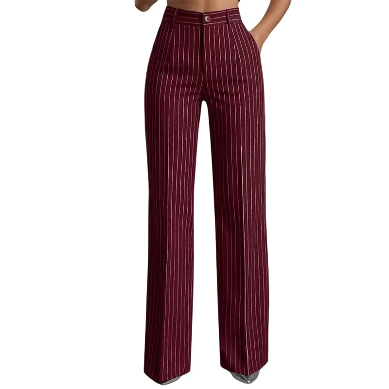 Haijene | Hohe Taille-Hose mit Nadelstreifen und weitem Bein