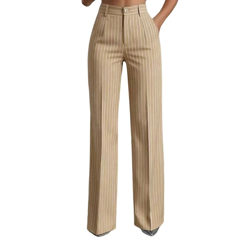 Haijene | Hohe Taille-Hose mit Nadelstreifen und weitem Bein