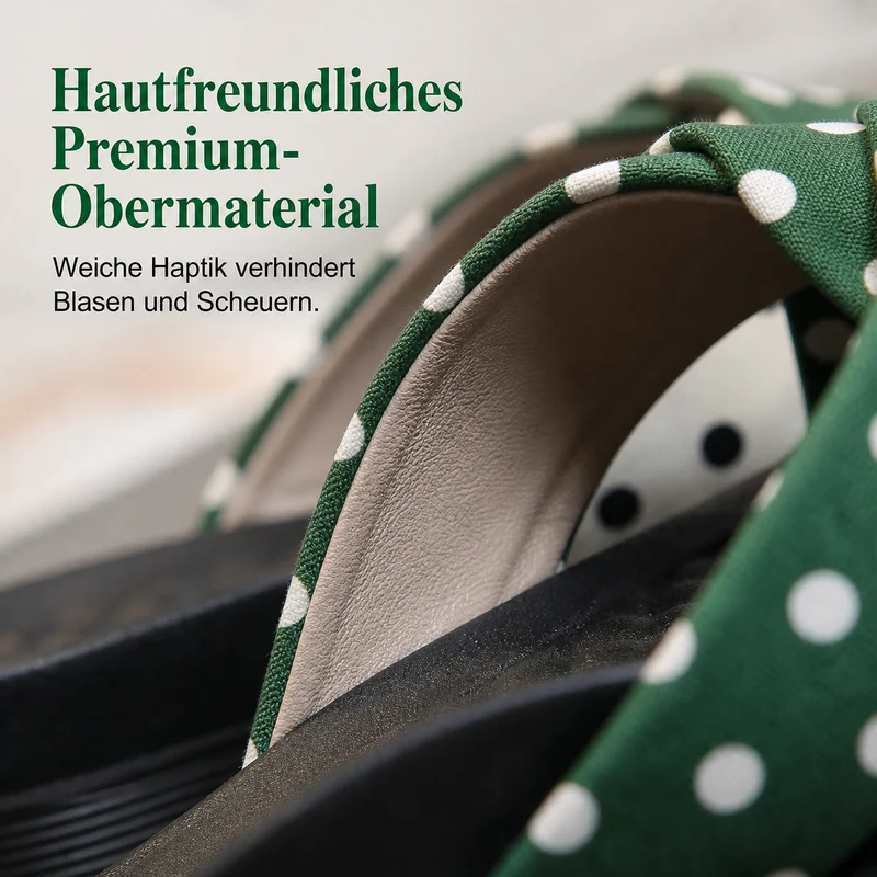Chanelie | Pantoletten mit gekreuzten Riemen und Punkten