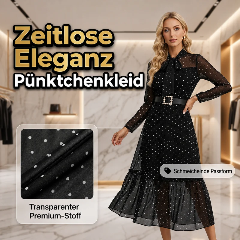 Omvida | Elegantes Chiffonkleid mit Polka-Dot-Muster