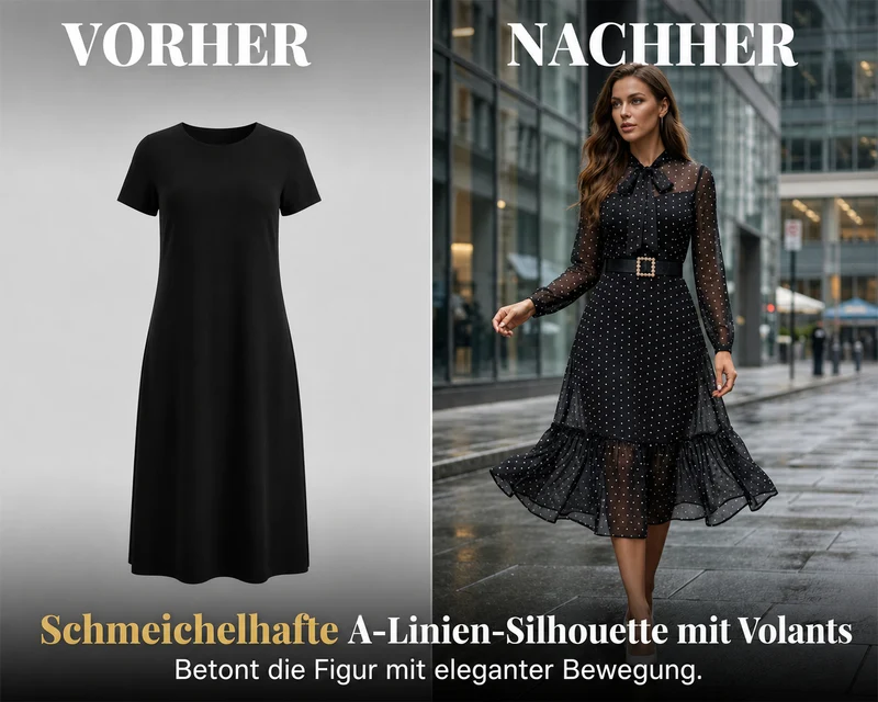 Omvida | Elegantes Chiffonkleid mit Polka-Dot-Muster