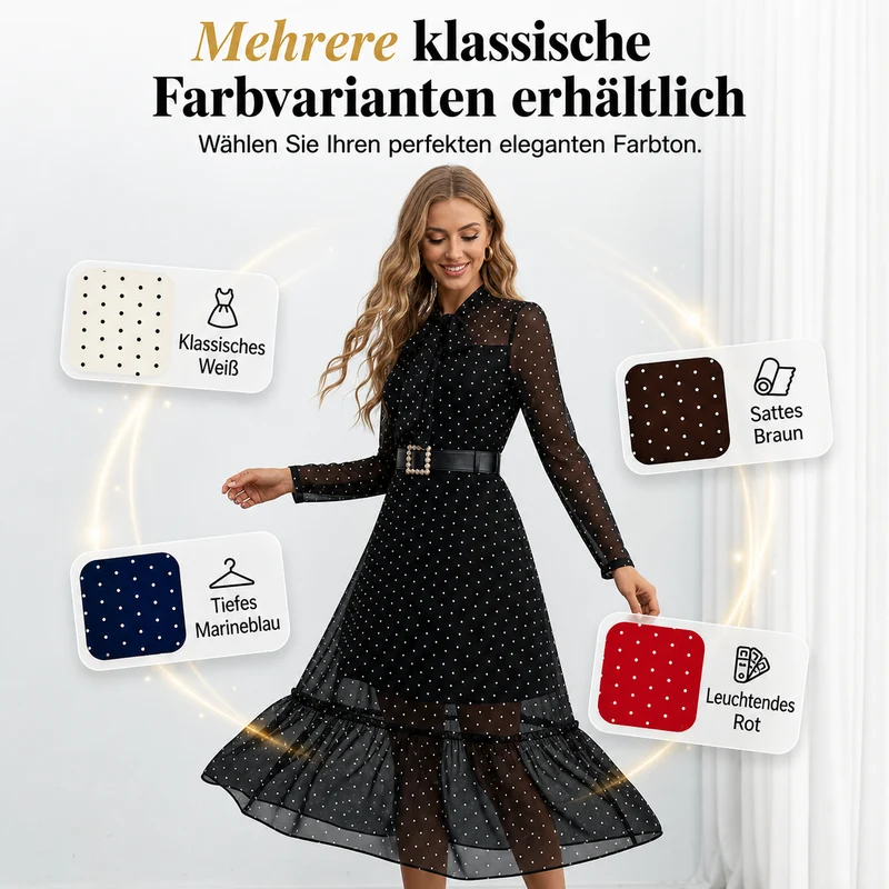 Omvida | Elegantes Chiffonkleid mit Polka-Dot-Muster