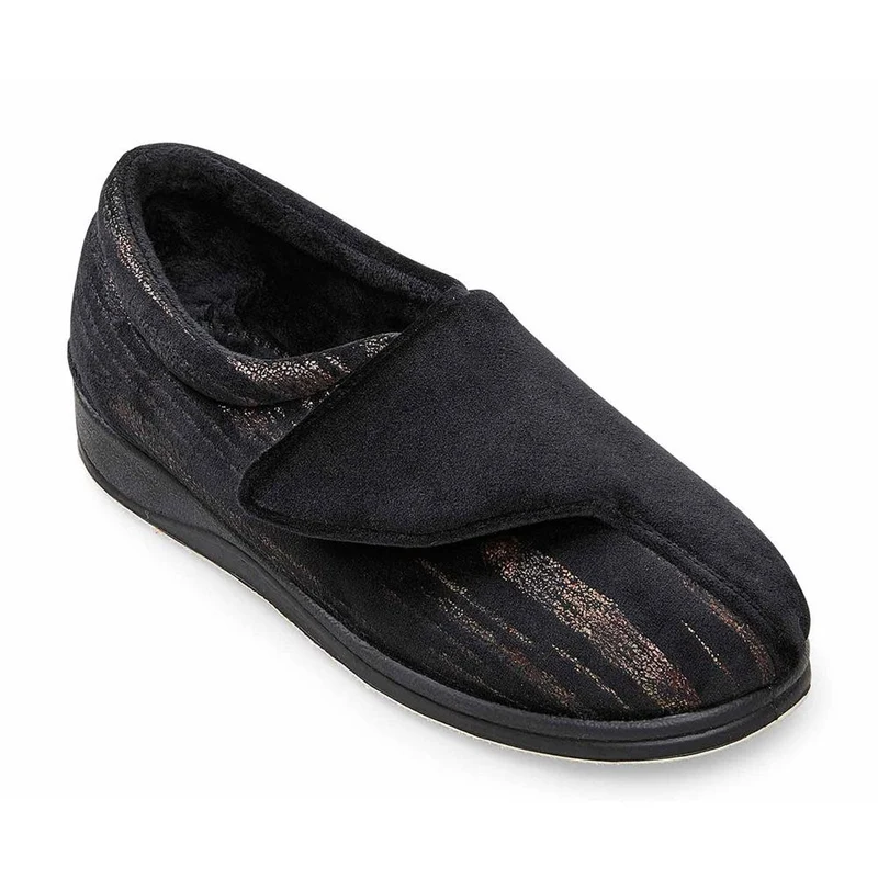 Padders Ladies Slippers 2E Fit Vulcanised - HUG - Hug / null - BLACK/MULTI