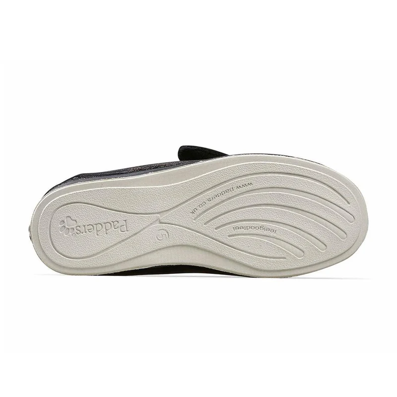 Padders Ladies Slippers 2E Fit Vulcanised - HUG - Hug / null - BLACK/MULTI