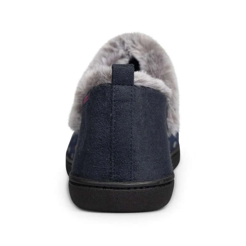 Padders Ladies Slippers 2E Side Stitched Washable - DORA - Dora / null - Navy Woven Spot