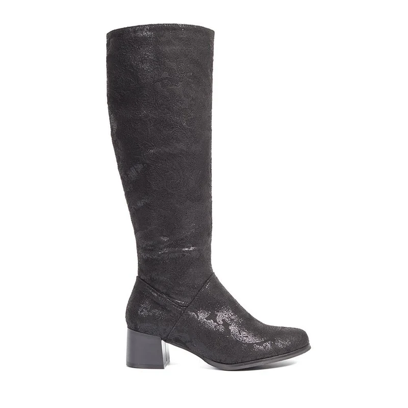 Block-Heeled Long Boots - WBINS40117 / 326 353 - Black