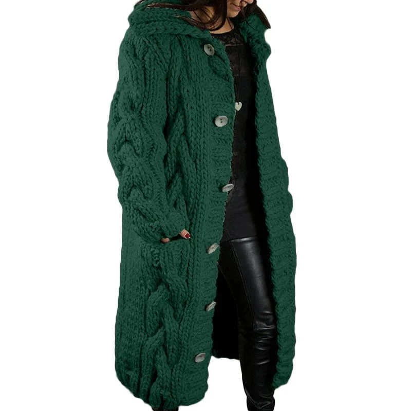 Strickmantel Damen Lang mit Kapuze