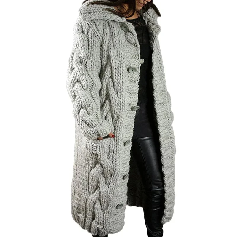 Strickmantel Damen Lang mit Kapuze