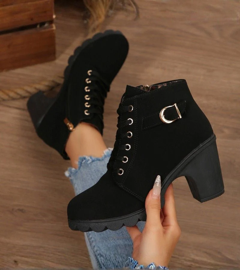 Schnürstiefel Damen mit Schnalle