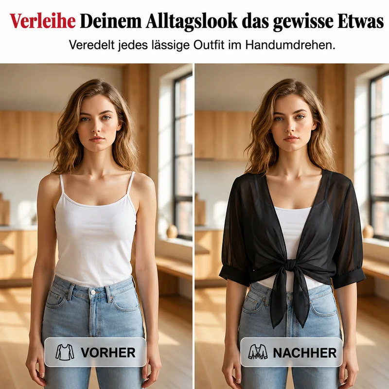 Gloumea | Leichte Kurz-Cardigan aus transparentem Chiffon