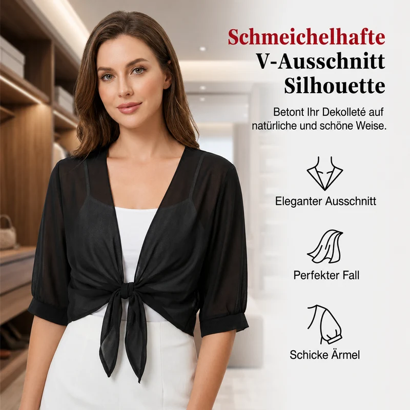 Gloumea | Leichte Kurz-Cardigan aus transparentem Chiffon