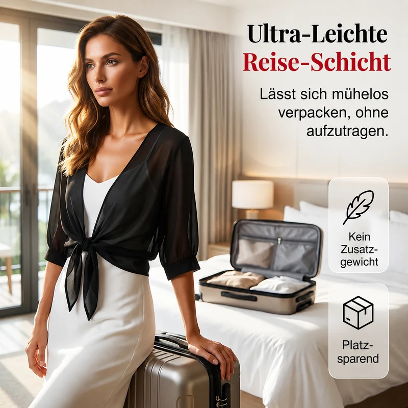 Gloumea | Leichte Kurz-Cardigan aus transparentem Chiffon